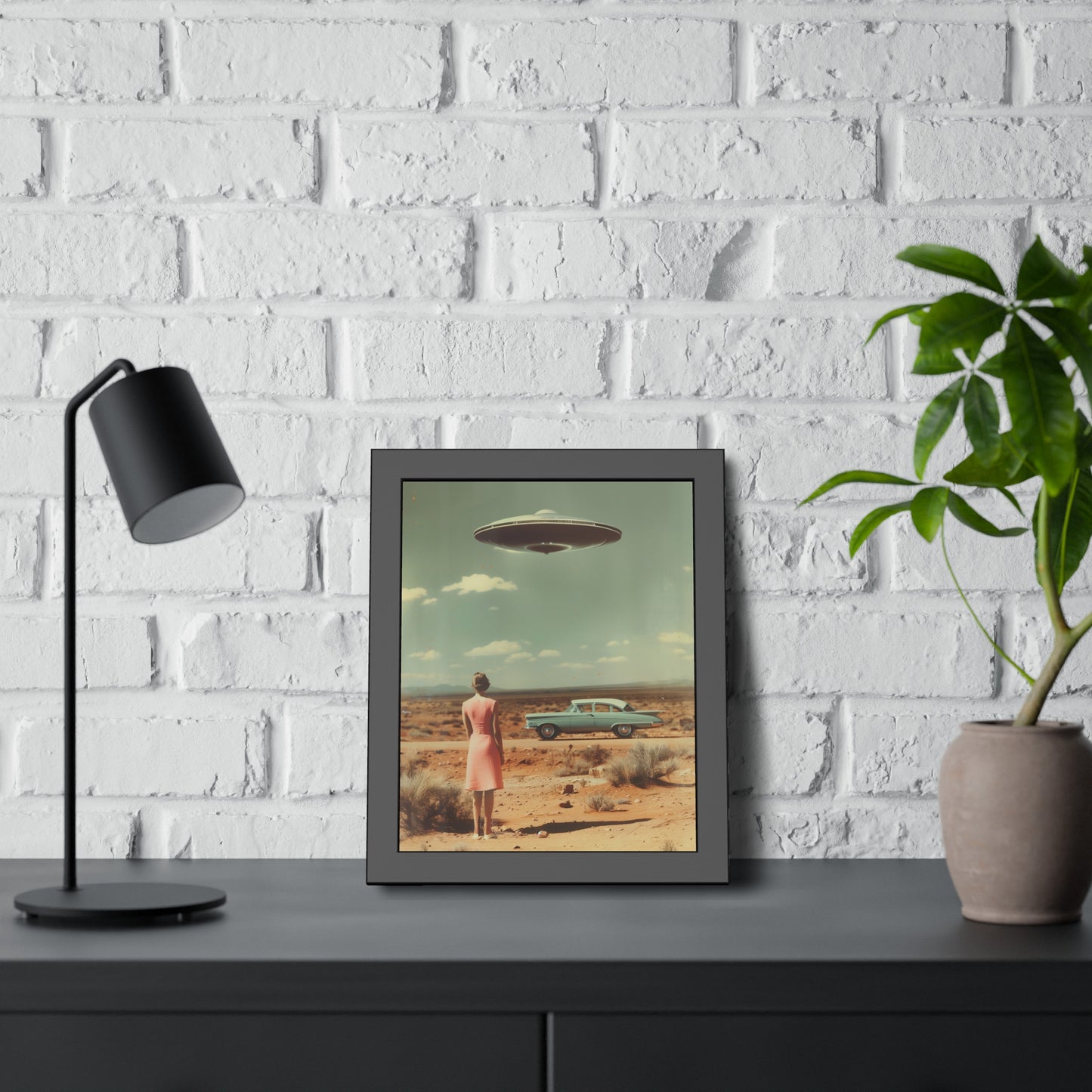 Pink Lady UFO sighting Roswell Wall Print.