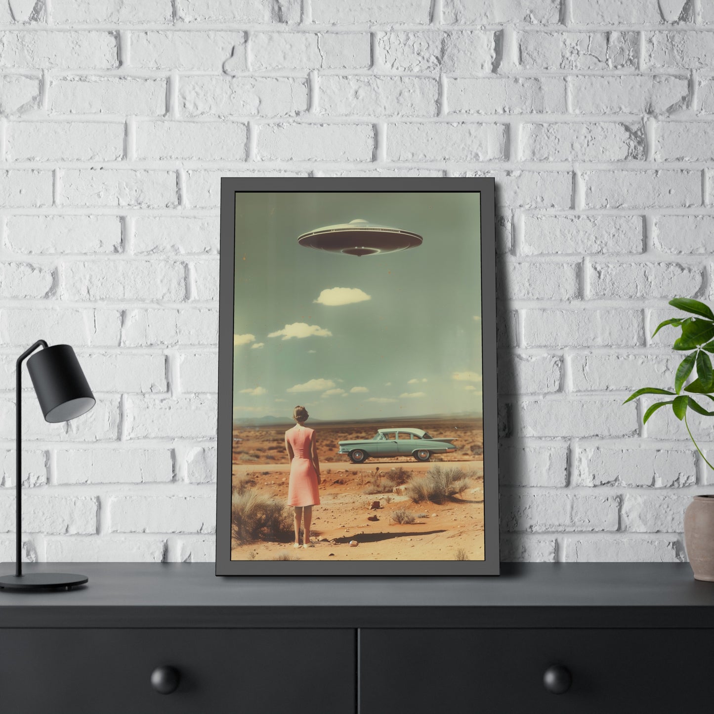 Pink Lady UFO sighting Roswell Wall Print.