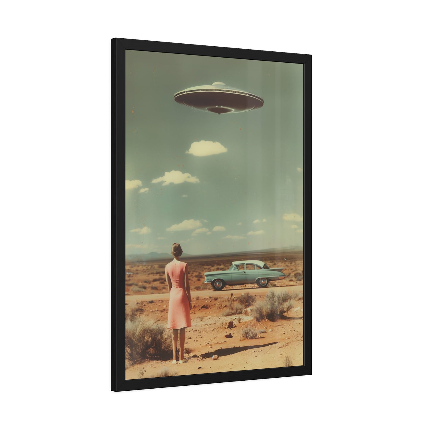 Pink Lady UFO sighting Roswell Wall Print.