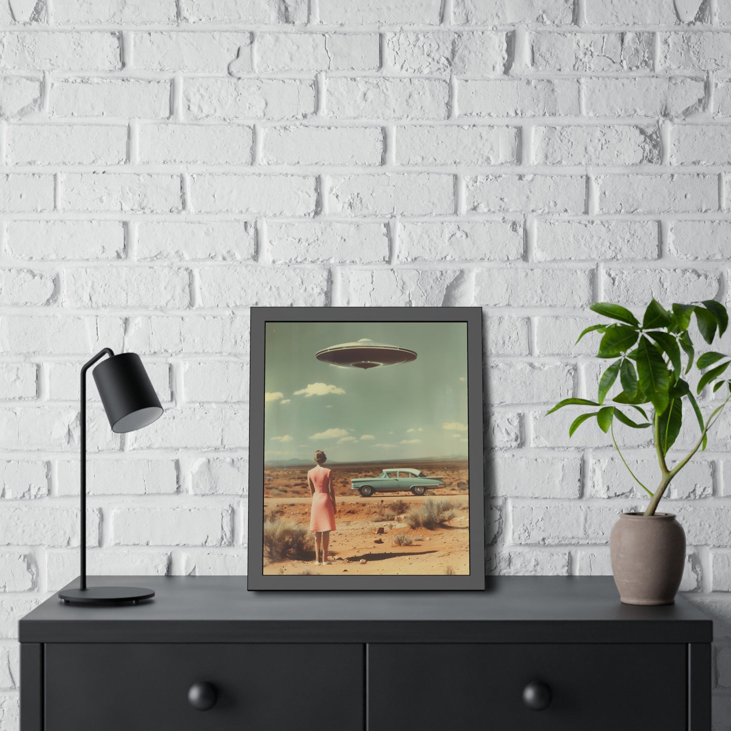Pink Lady UFO sighting Roswell Wall Print.