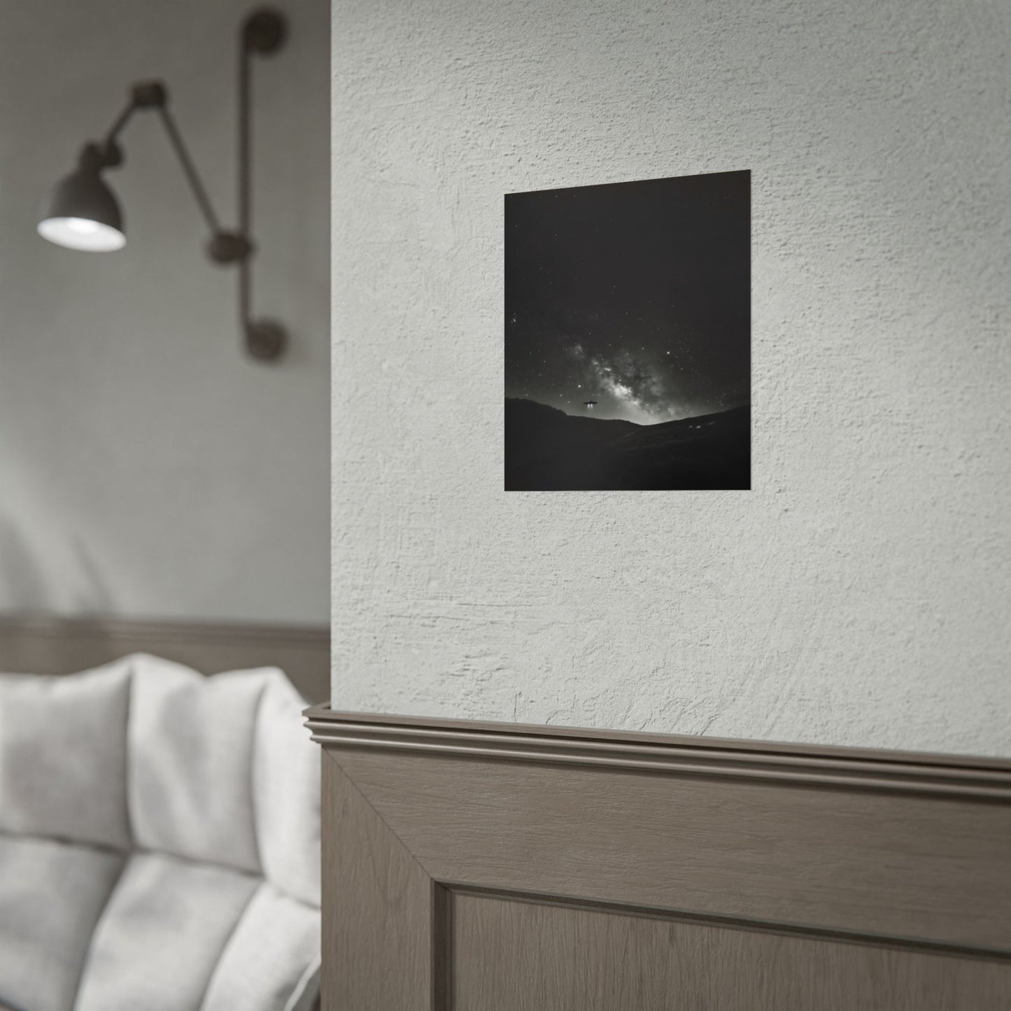 Black and White UFO Galaxy Rolled Print