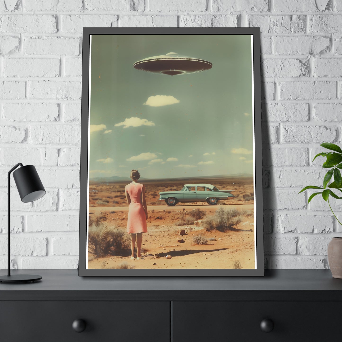 Pink Lady UFO sighting Roswell Wall Print.
