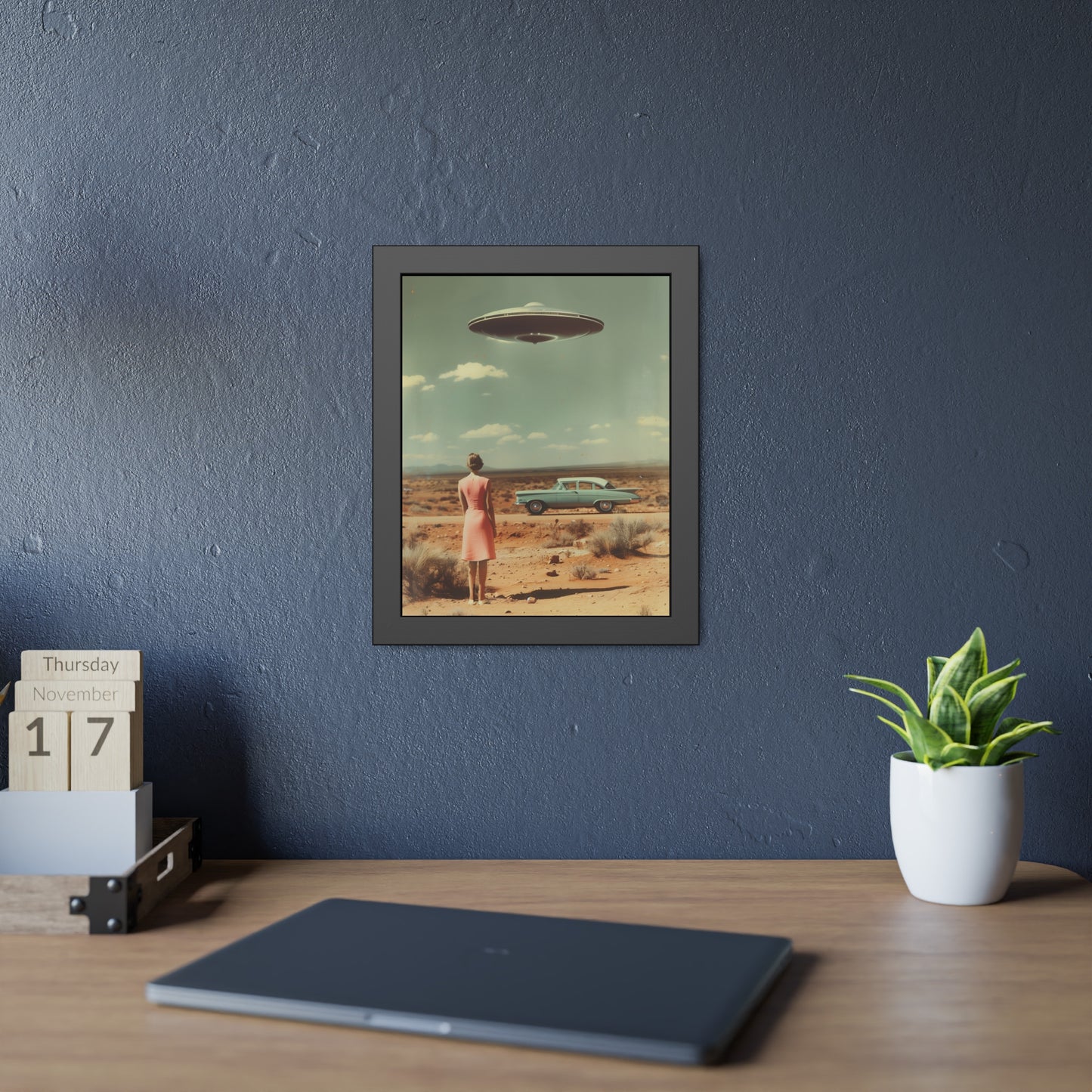 Pink Lady UFO sighting Roswell Wall Print.