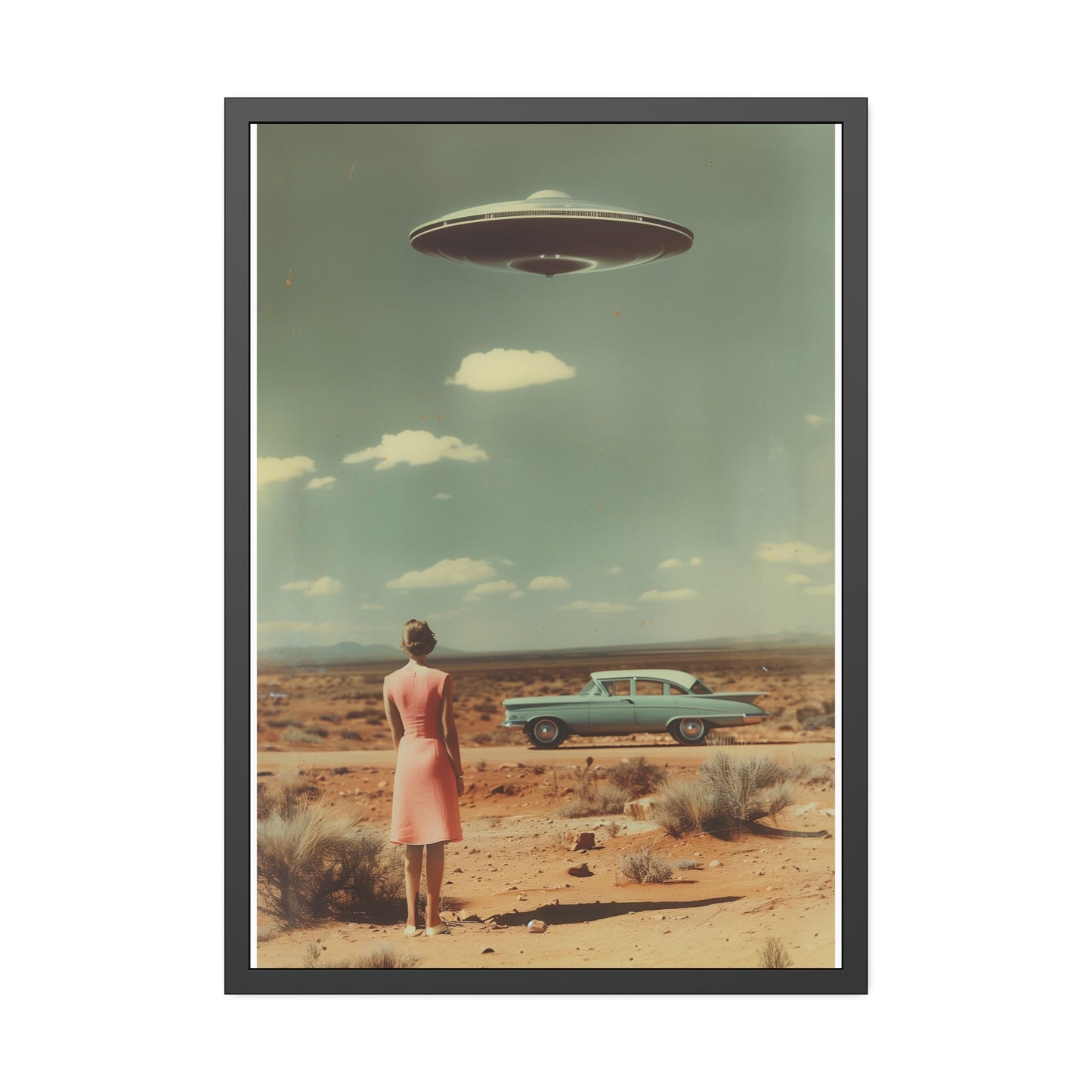 Pink Lady UFO sighting Roswell Wall Print.