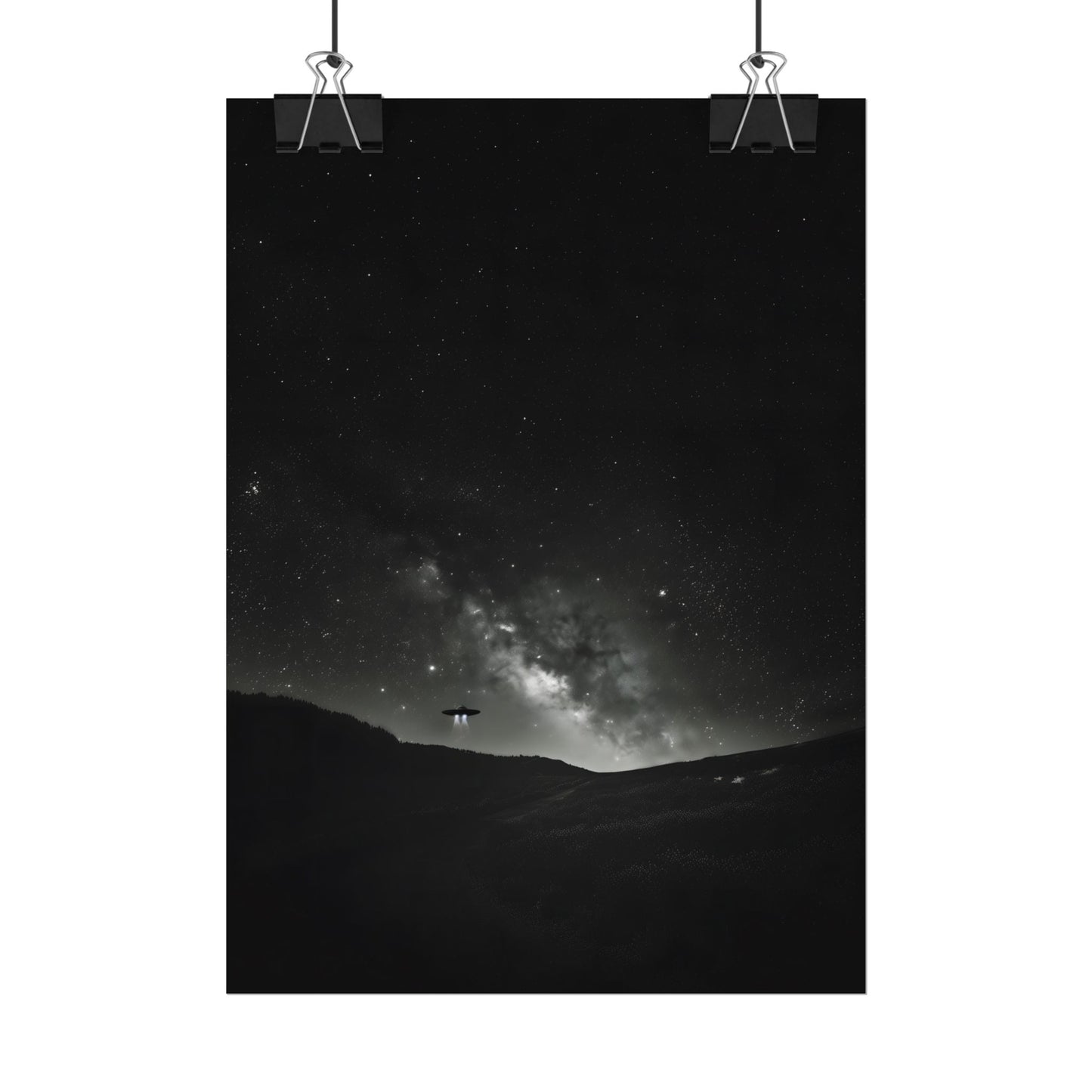 Black and White UFO Galaxy Rolled Print