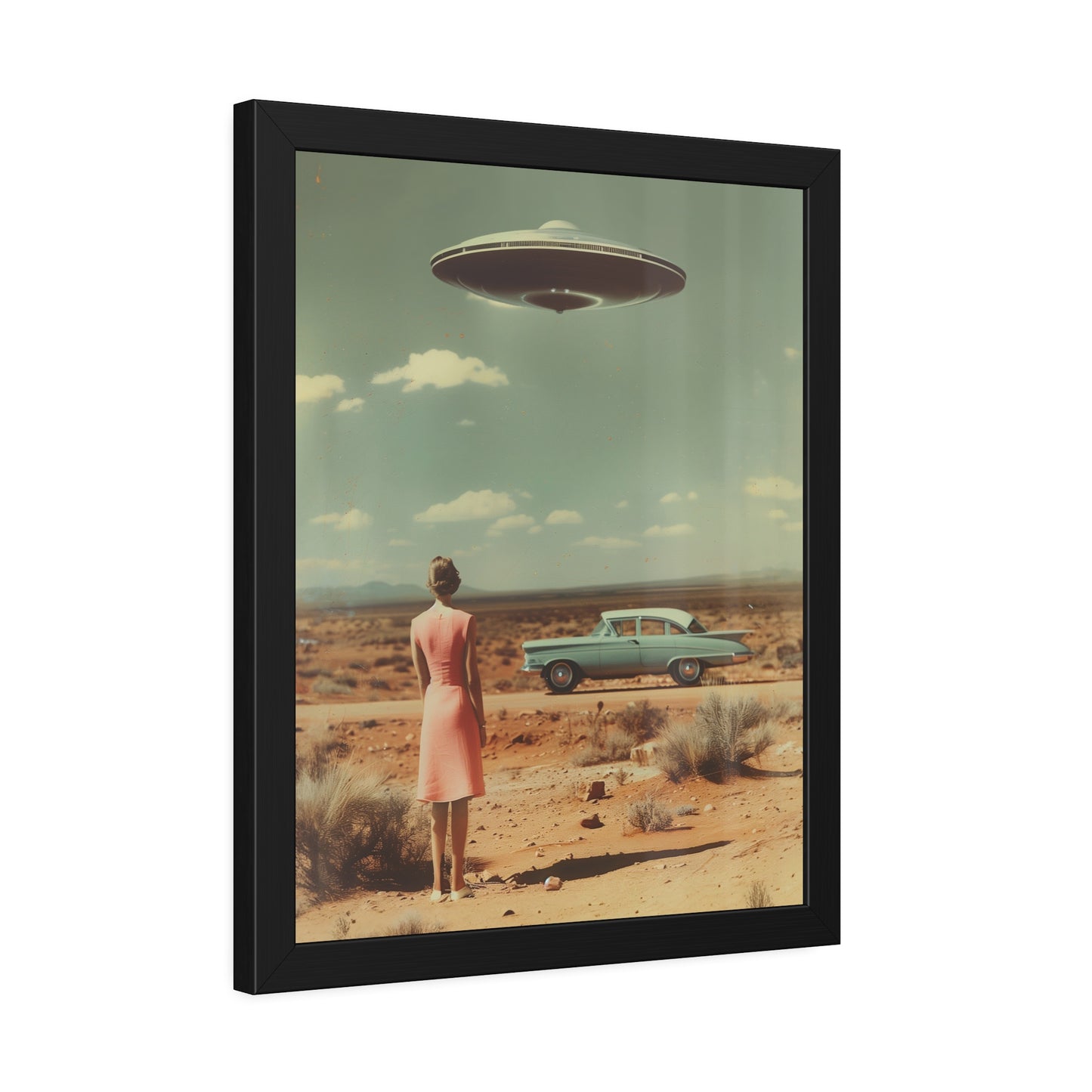 Pink Lady UFO sighting Roswell Wall Print.