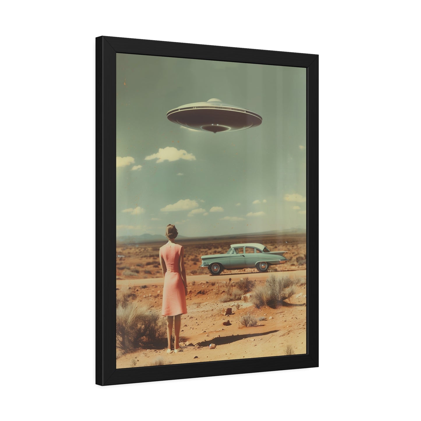 Pink Lady UFO sighting Roswell Wall Print.