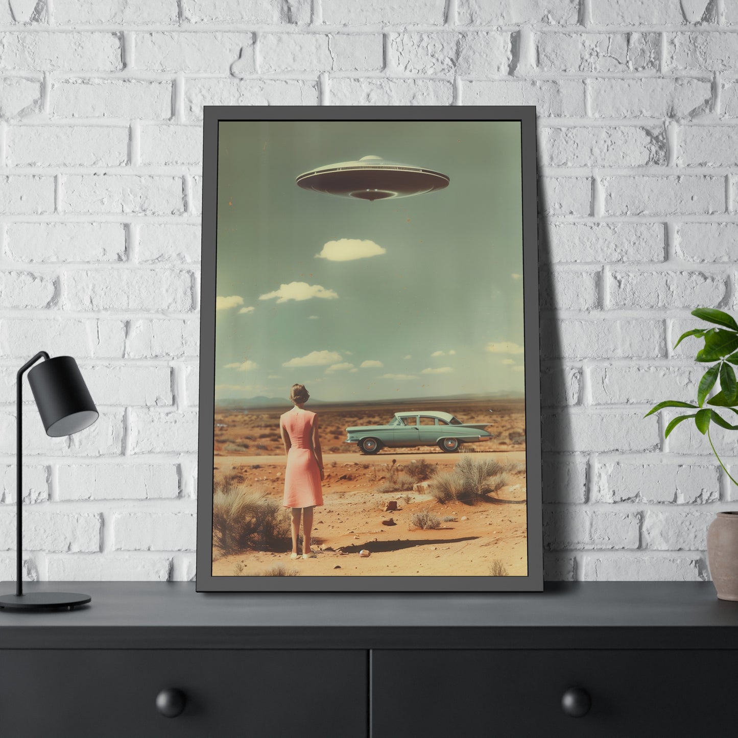 Pink Lady UFO sighting Roswell Wall Print.