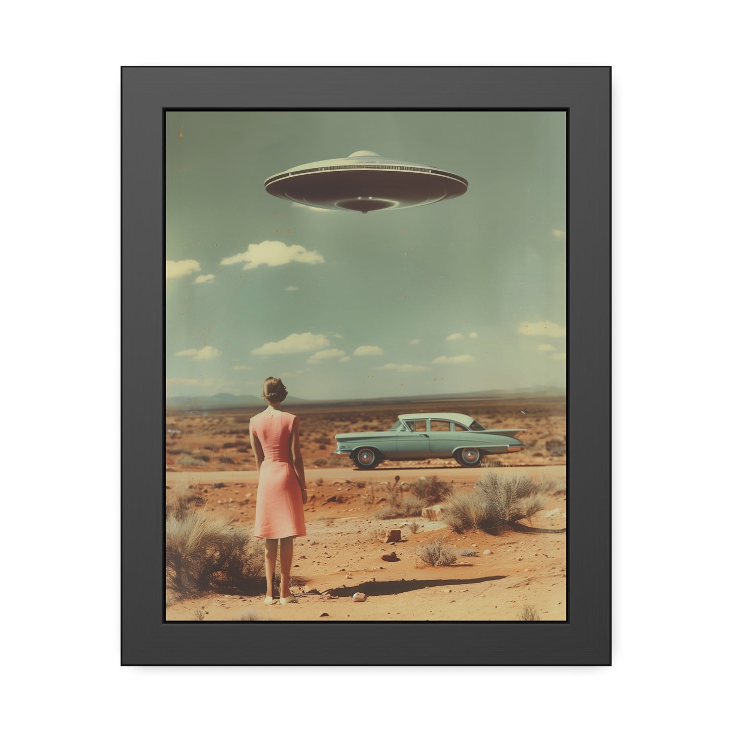 Pink Lady UFO sighting Roswell Wall Print.