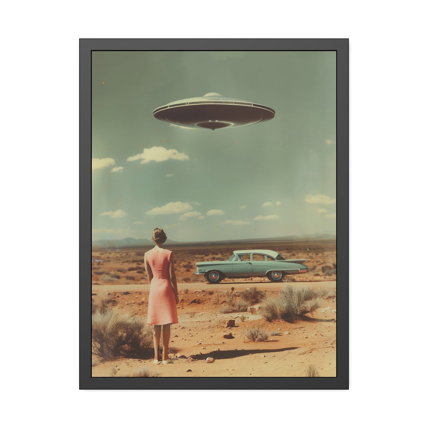 Pink Lady UFO sighting Roswell Wall Print.