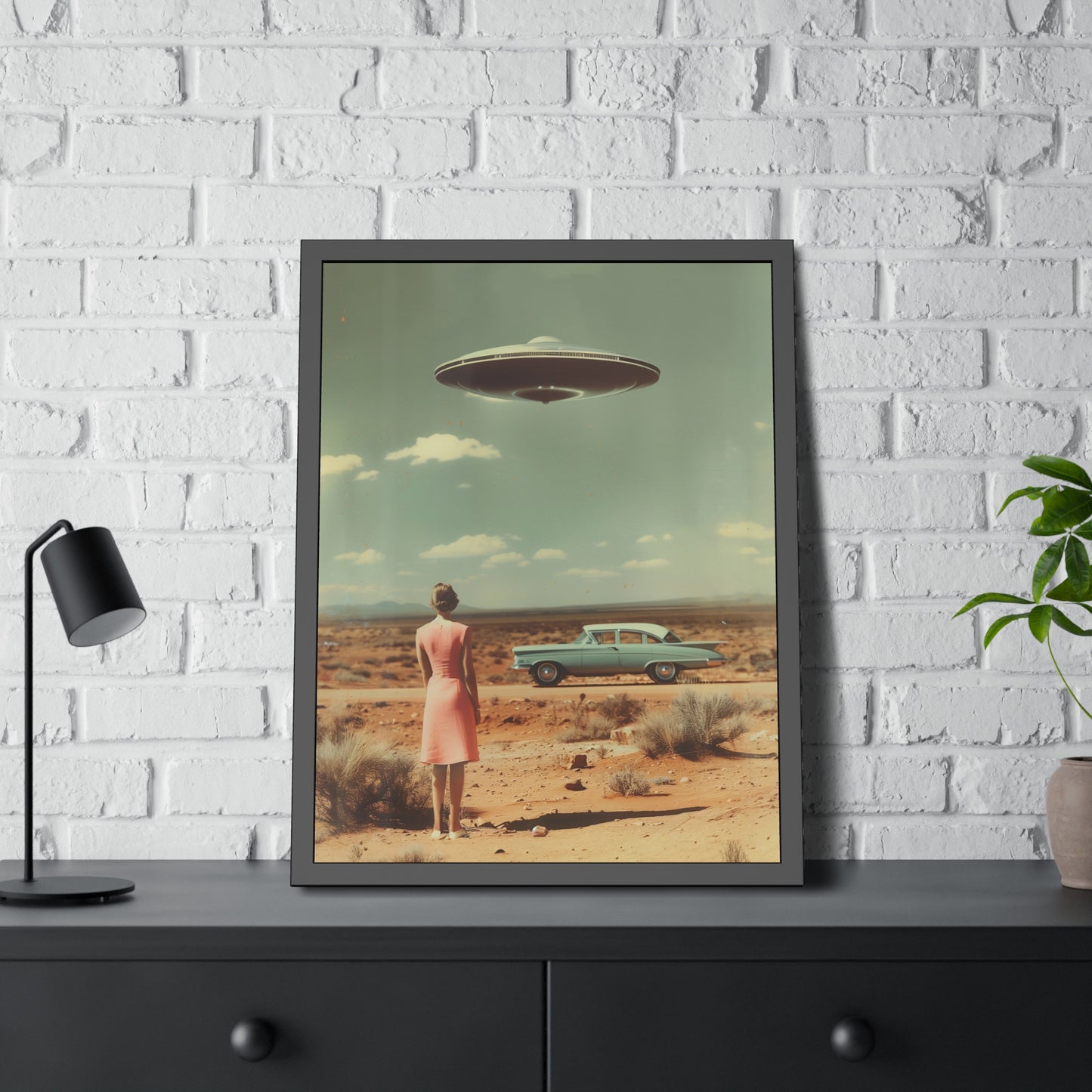 Pink Lady UFO sighting Roswell Wall Print.