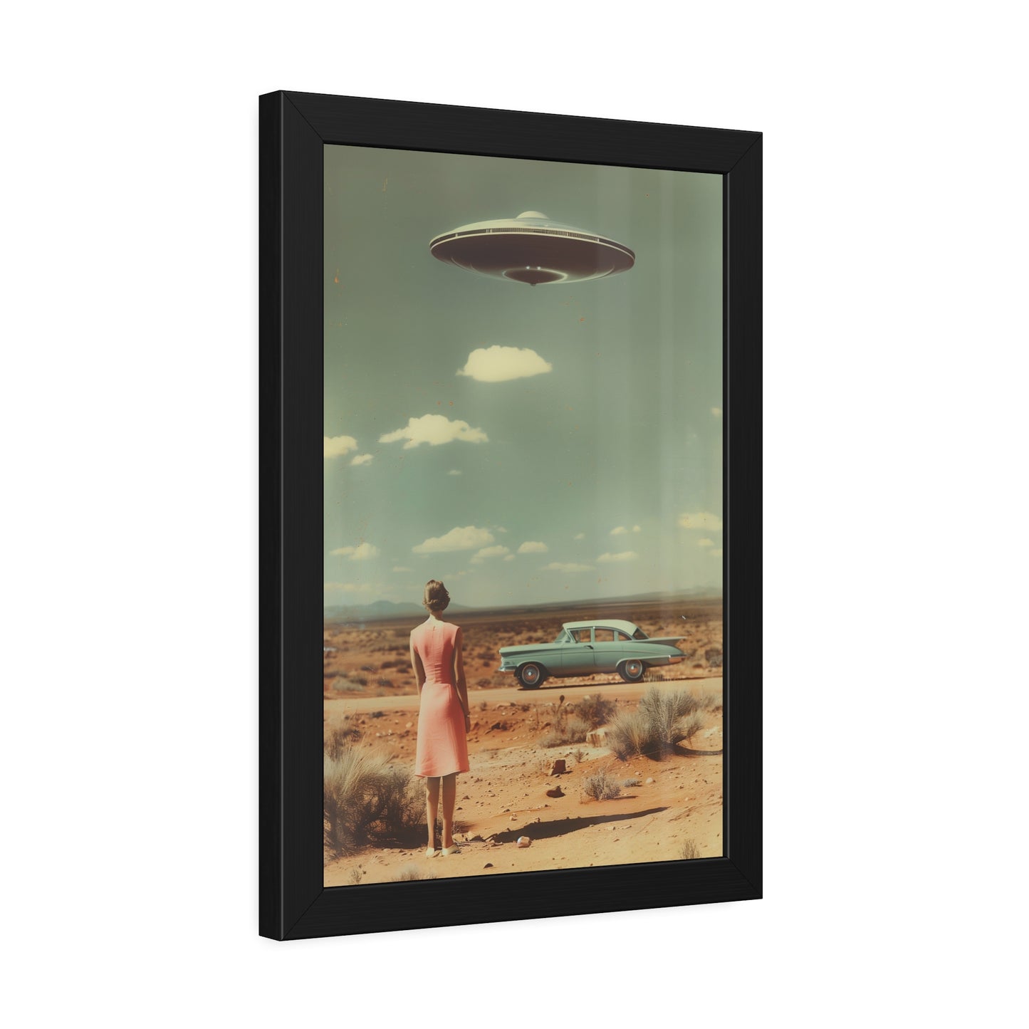 Pink Lady UFO sighting Roswell Wall Print.