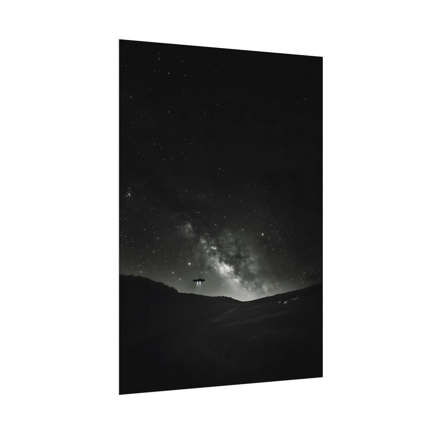 Black and White UFO Galaxy Rolled Print
