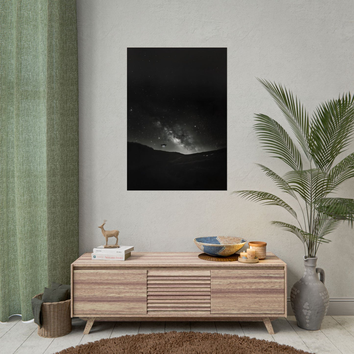 Black and White UFO Galaxy Rolled Print