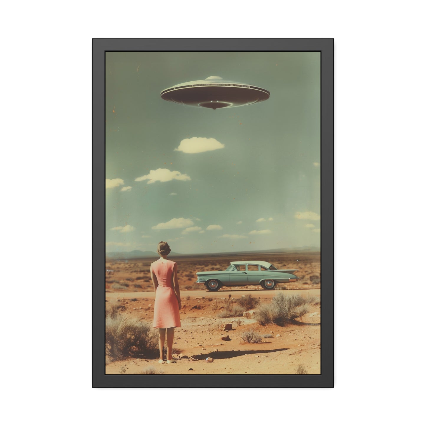 Pink Lady UFO sighting Roswell Wall Print.