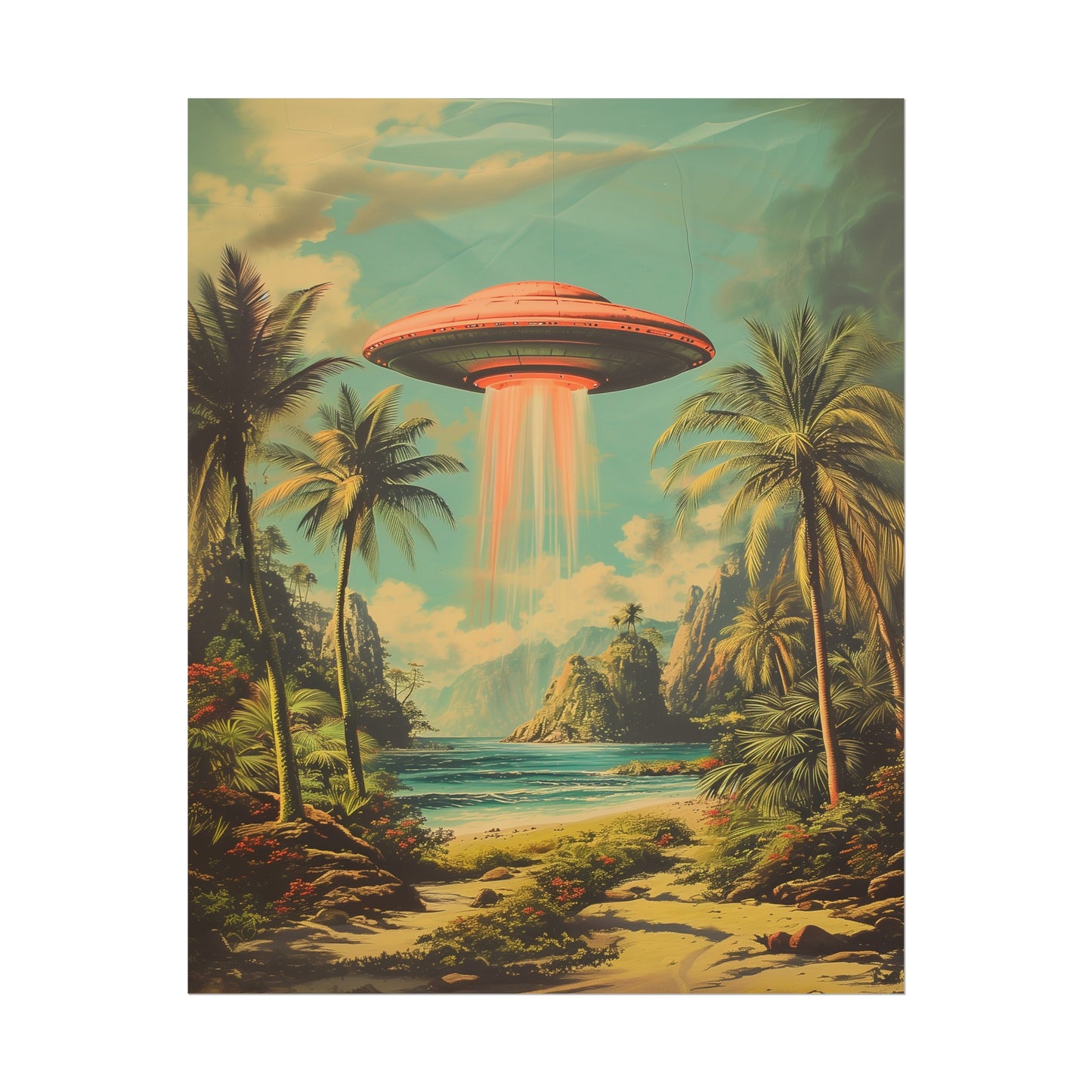Tropical UFO sighting Hawaii Rolled Print
