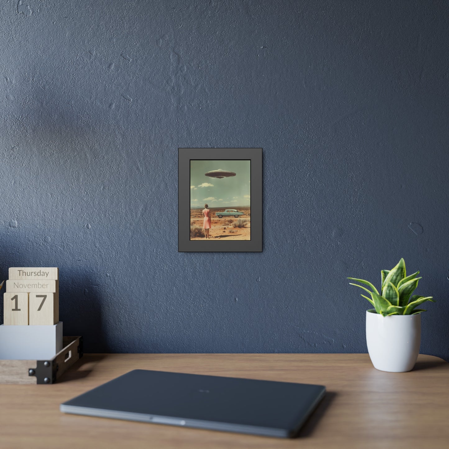 Pink Lady UFO sighting Roswell Wall Print.