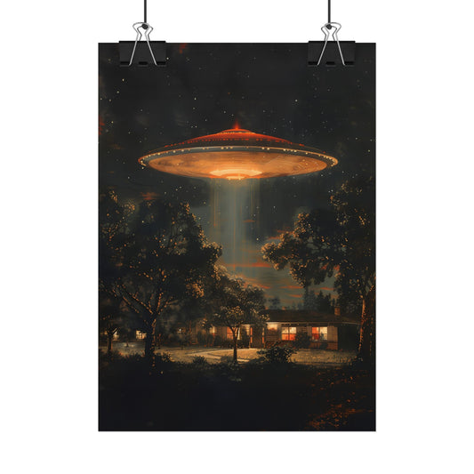 Night Suburbia UFO sighting Rolled Poster