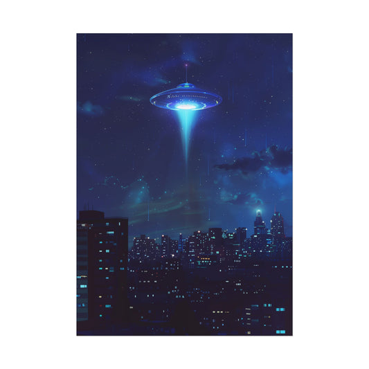 Blue City Pop art UFO Print