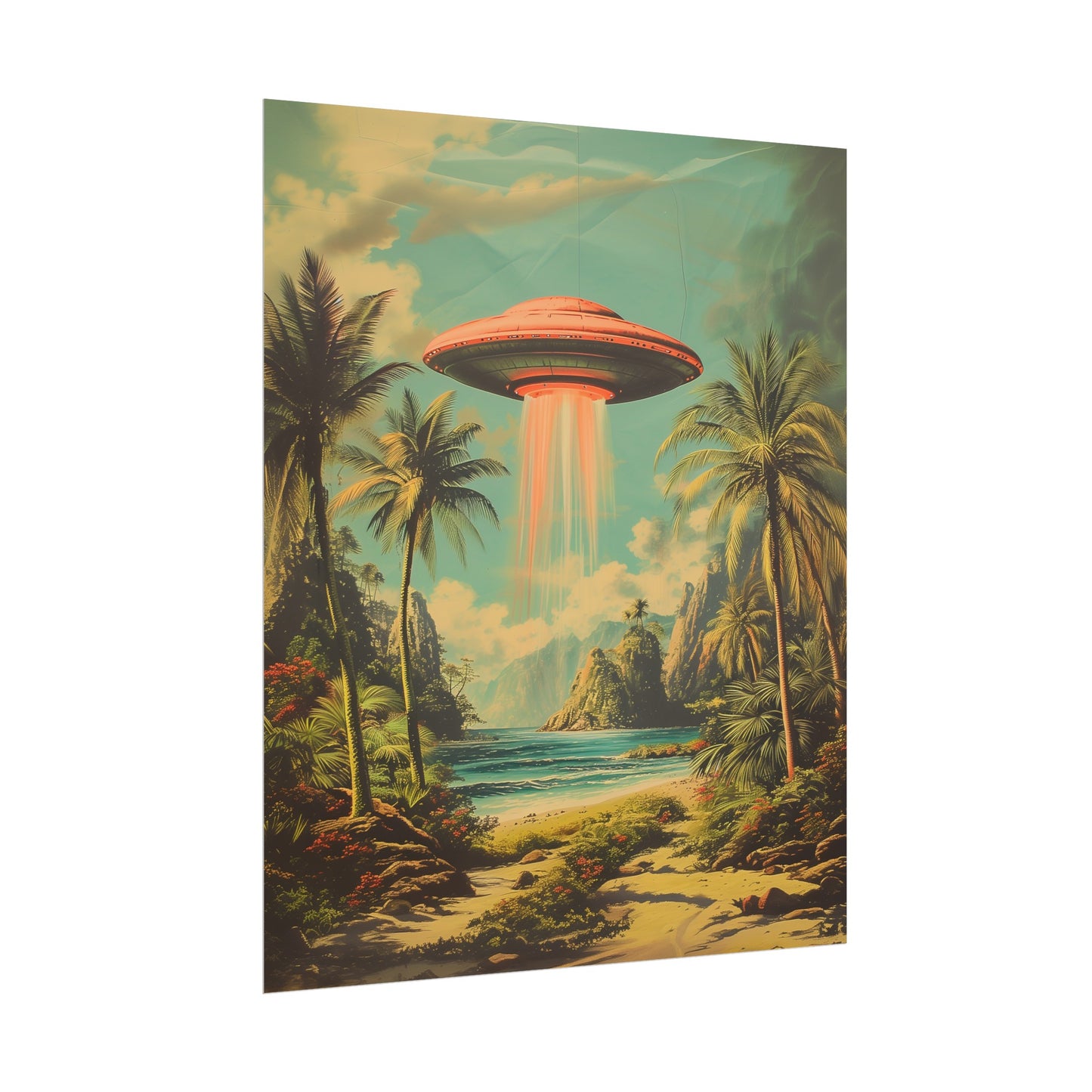 Tropical UFO sighting Hawaii Rolled Print