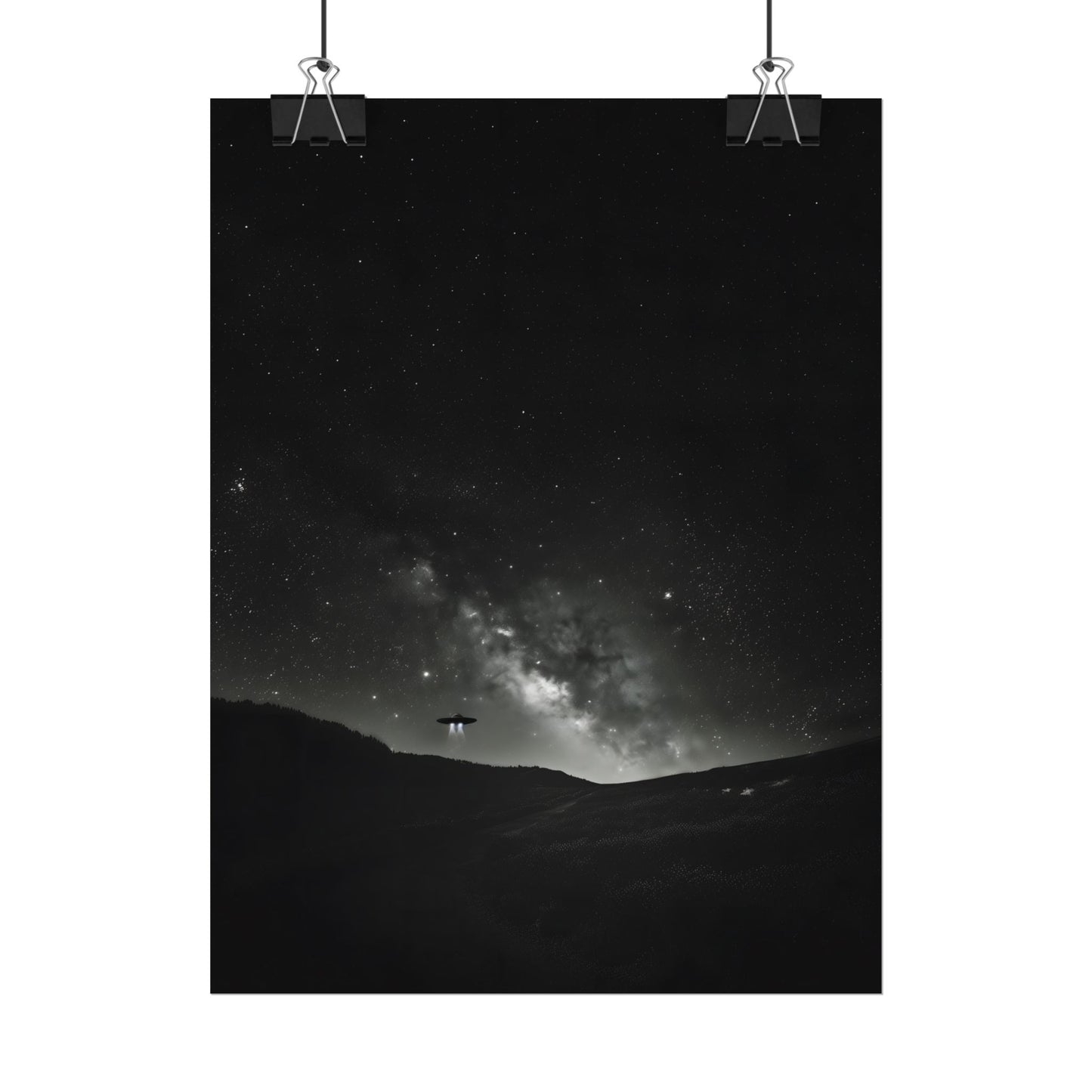Black and White UFO Galaxy Rolled Print