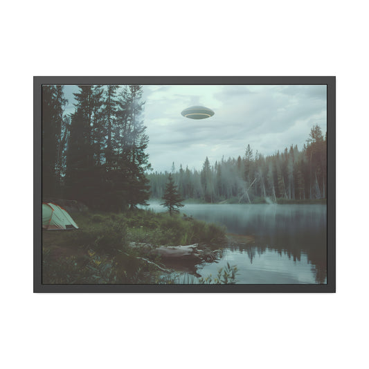 Camping UFO Sighting Outdoor Wall Framed Print