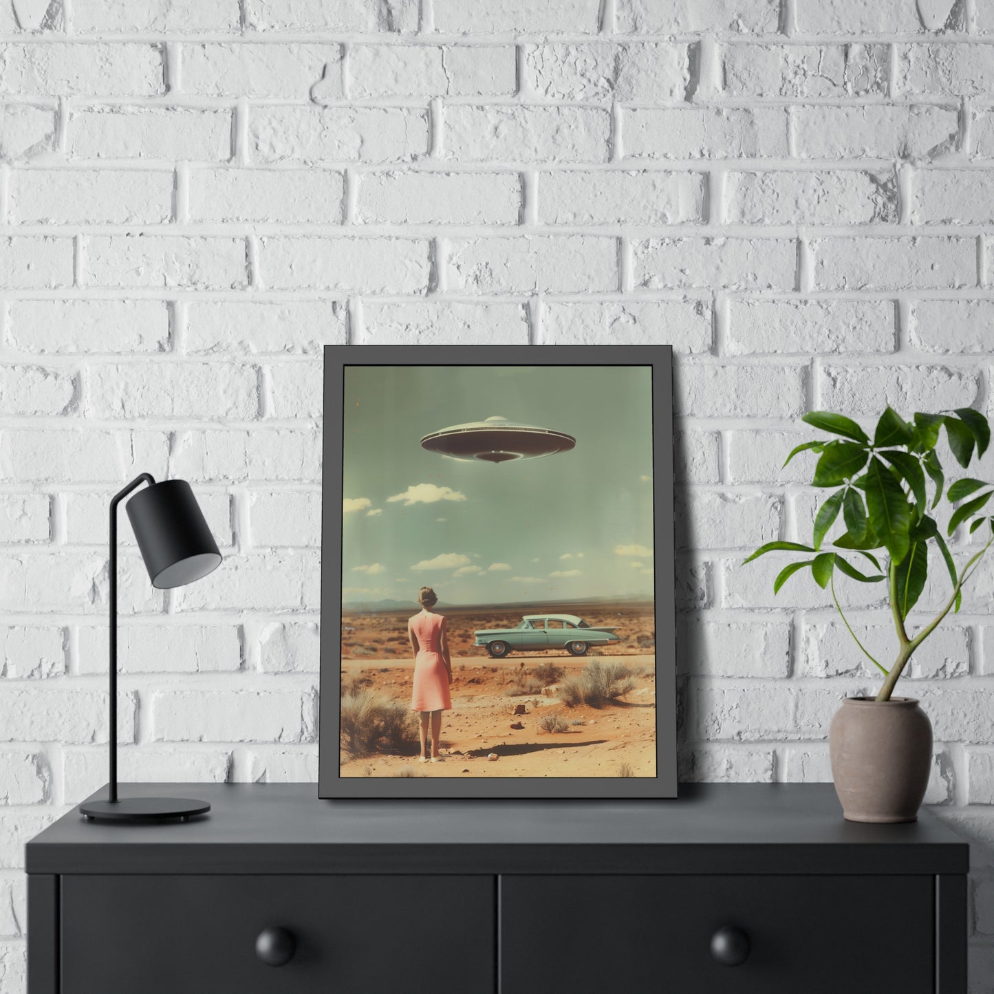 Pink Lady UFO sighting Roswell Wall Print.
