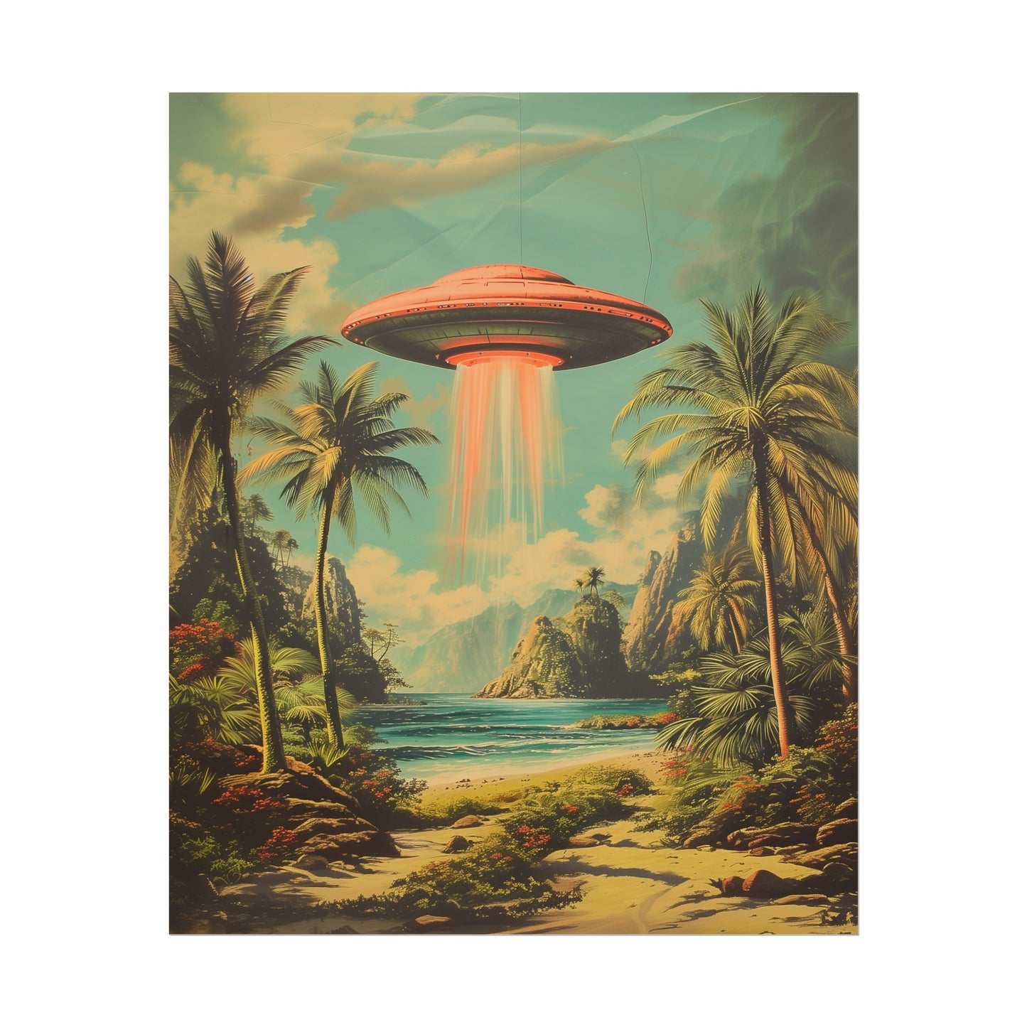 Tropical UFO sighting Hawaii Rolled Print