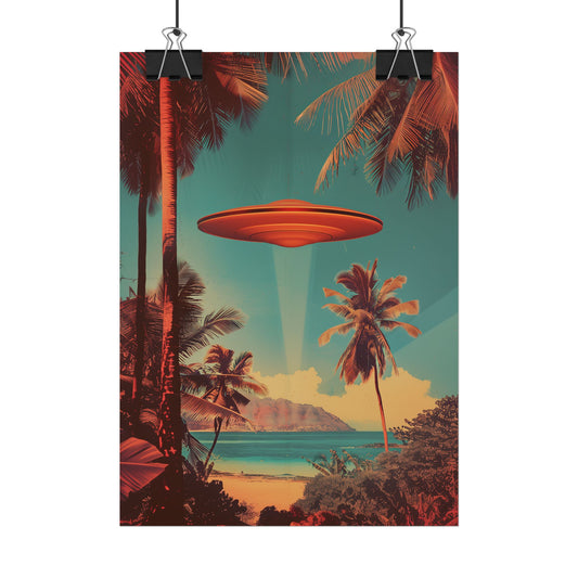 Tropical UFO sighting Rolled Poster