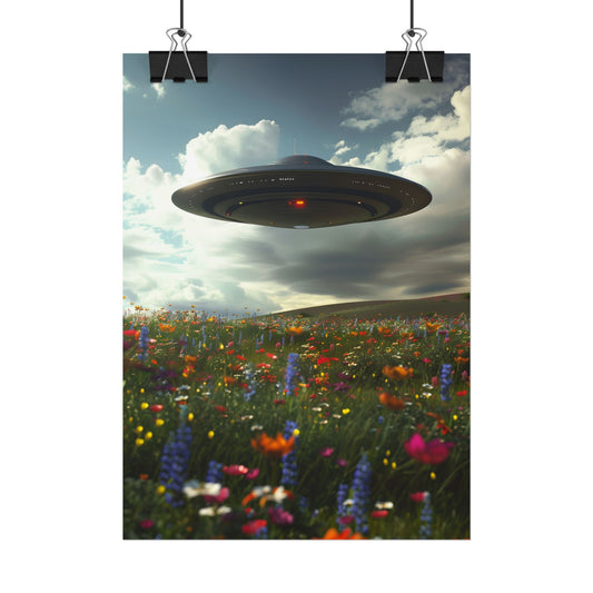 Vintage Flower UFO Painting Rolled Print